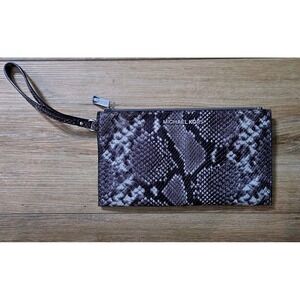 Michael Kors Fulton Python Snakeskin Wristlet Wallet Zip Around Continental Bag